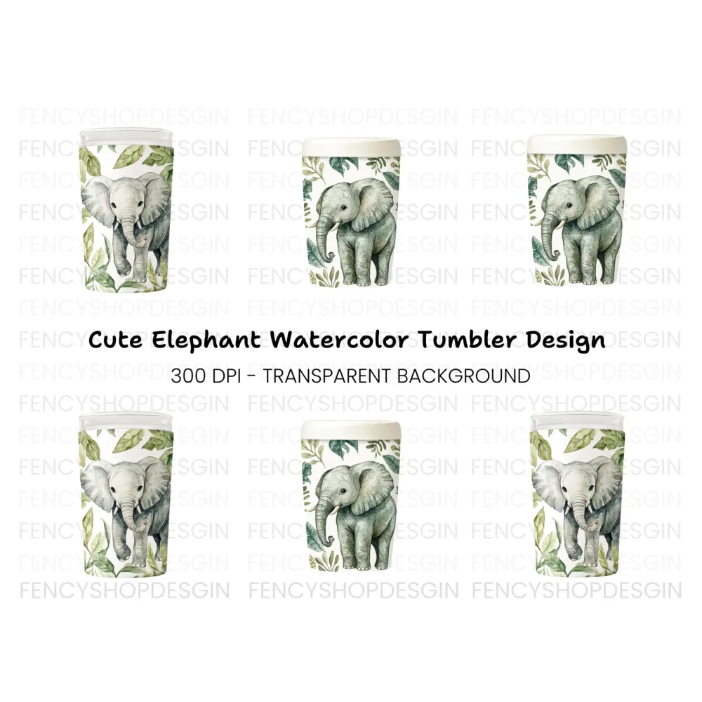 Jungle Baby Elephant Clipart Bundle