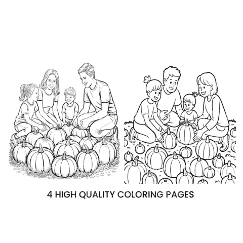 Family Pumpkin Picking Coloring Books