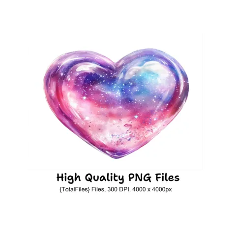 Pastel Galaxy Heart Clipart Bundle