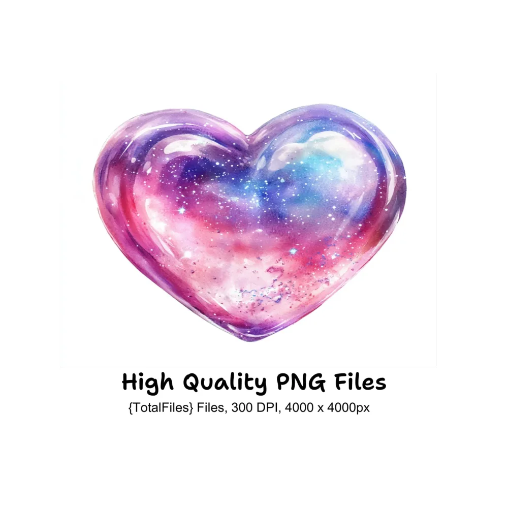 Pastel Galaxy Heart Clipart Bundle