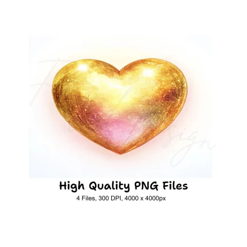 Sparkling Golden Hearts Clipart Bundle