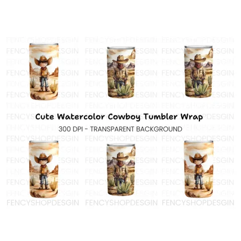 Cute Cowboy Tumbler Clipart Bundle