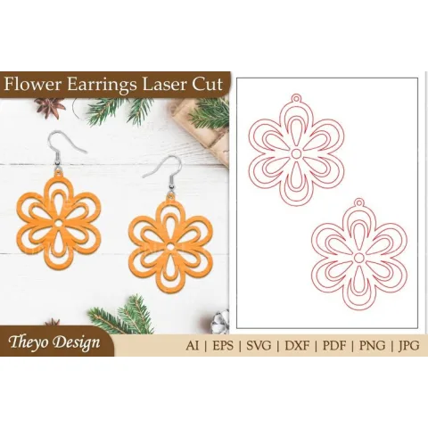 Flower Earrings SVG Lasercut SVG Bundle