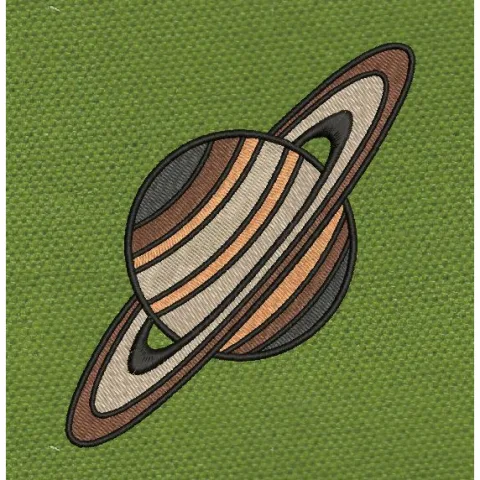 Cosmic Ringed Orb Embroidery Design