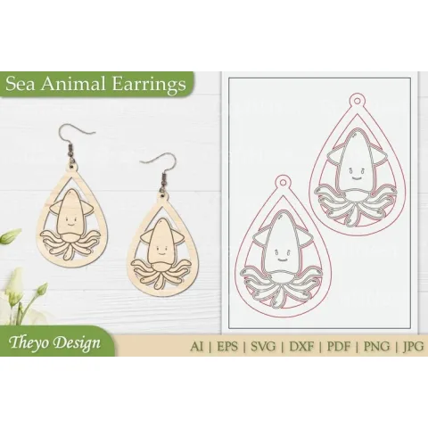 Sea Animal Earrings SVG Bundle