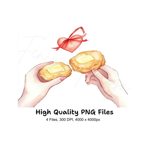 Hands Holding Biscuits with Ribbons Clipart Bundle