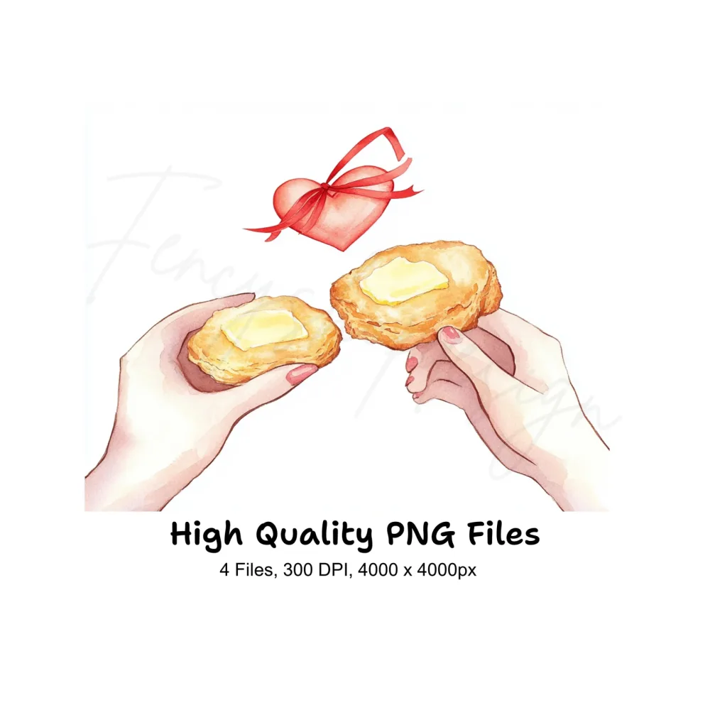 Hands Holding Biscuits with Ribbons Clipart Bundle