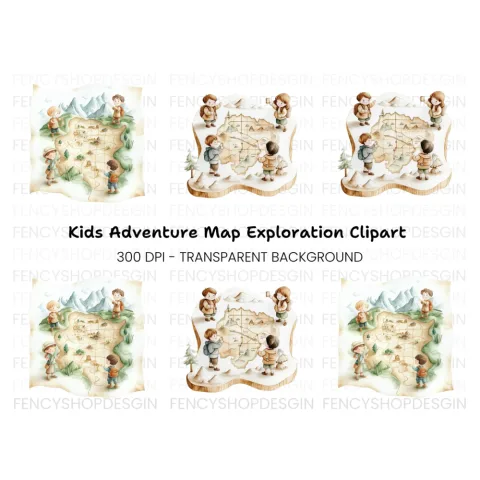 Kids Adventure Map Clipart Bundle