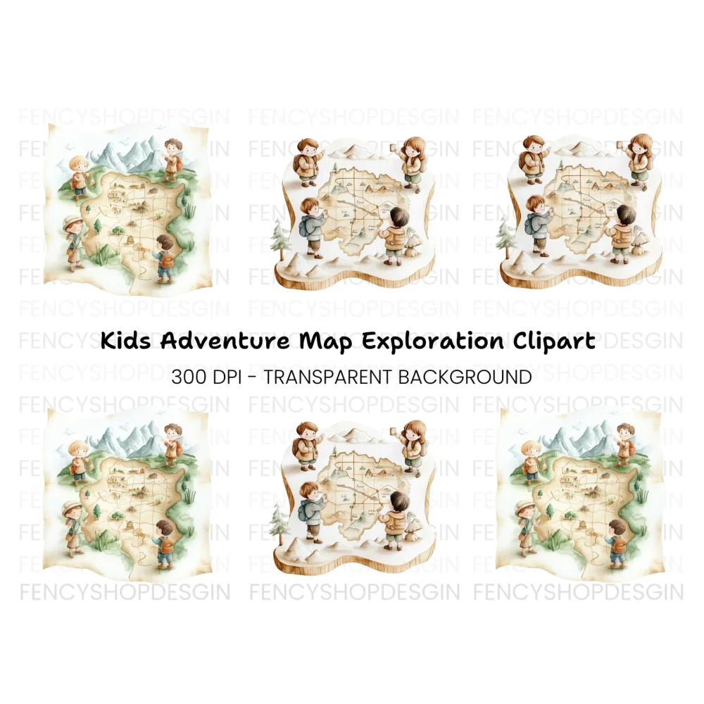 Kids Adventure Map Clipart Bundle