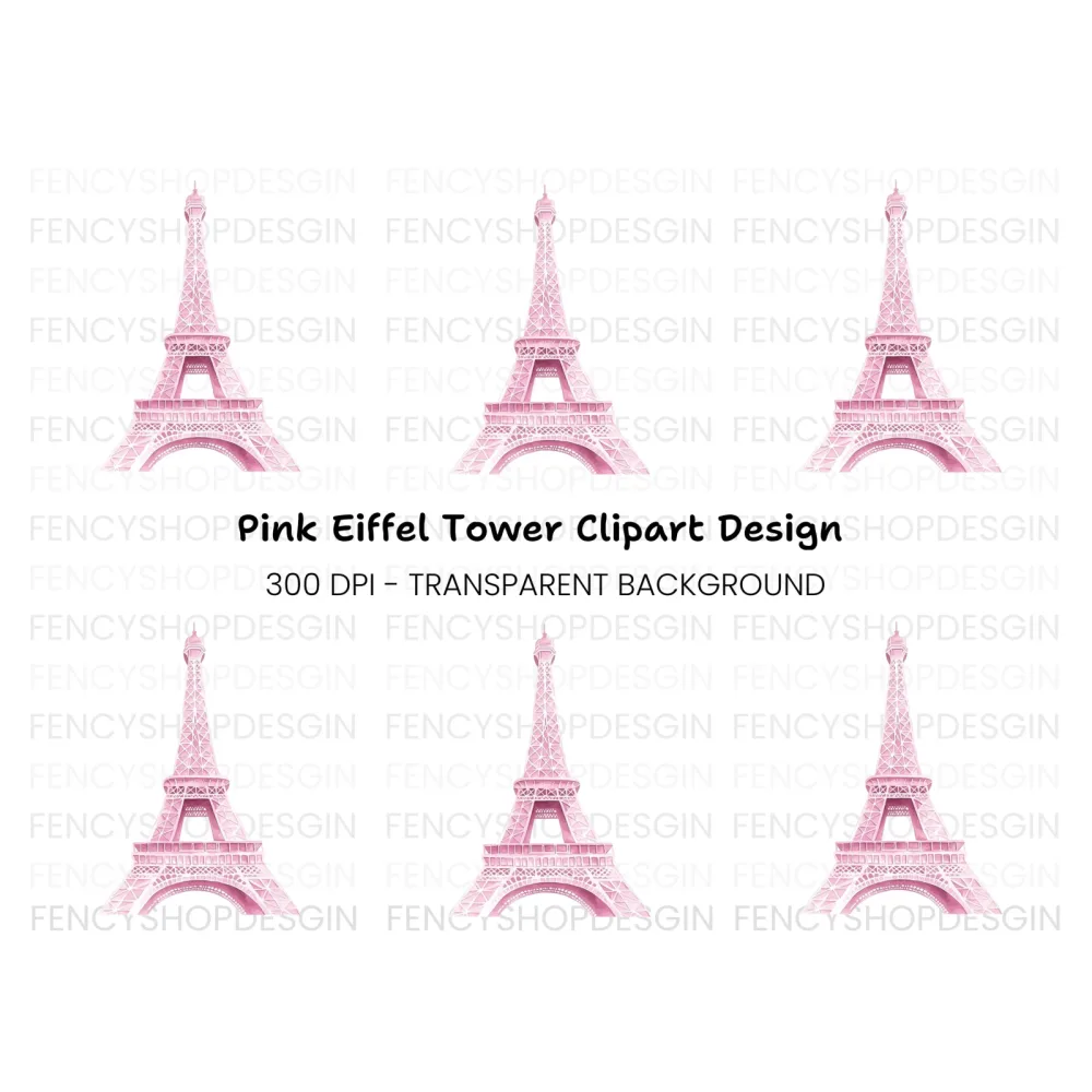 Pink Eiffel Tower Clipart Bundle