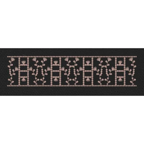 Delicate Floral Grid Border Black & Blush Pink Embroidery Design