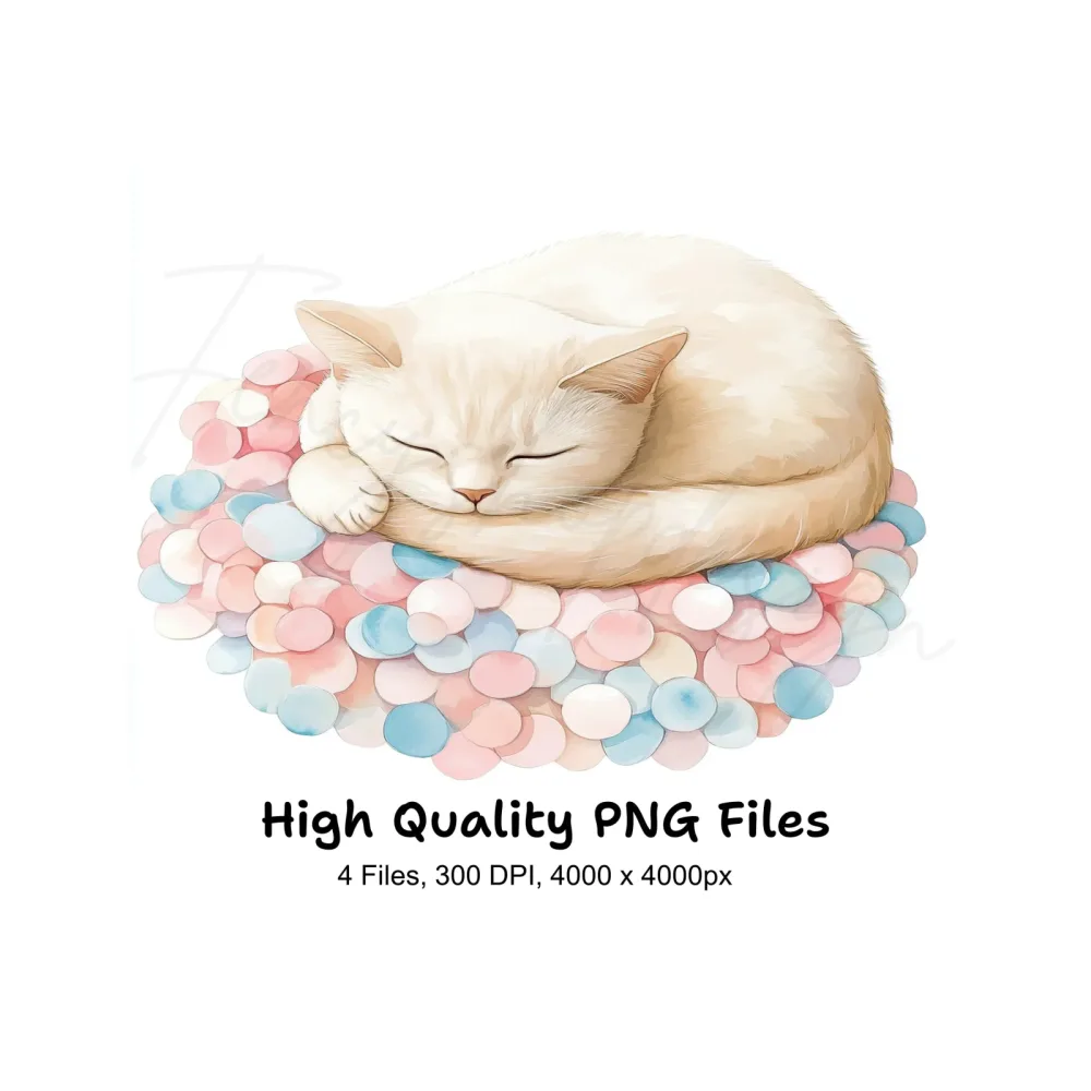 Sleeping Kitten on Candy Clipart Bundle
