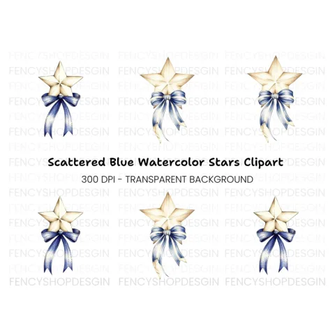 Patriotic Star Bow Clipart Bundle