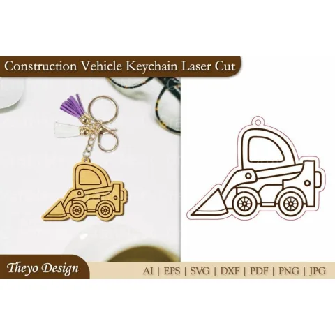 Construction Vehicle Keychain Laser Cut SVG