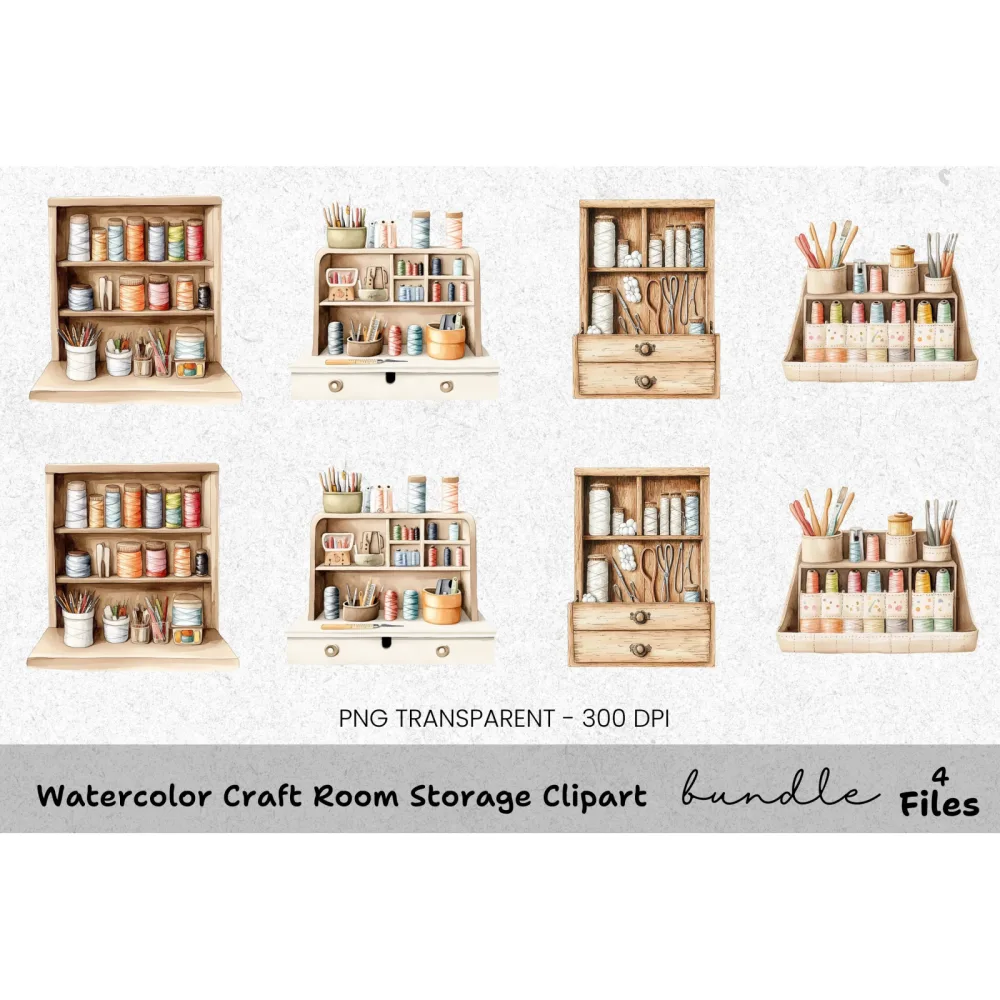 Craft Room Storage Clipart Bundle
