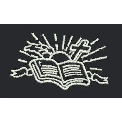 Radiant Bible and Cross Emblem Embroidery Design