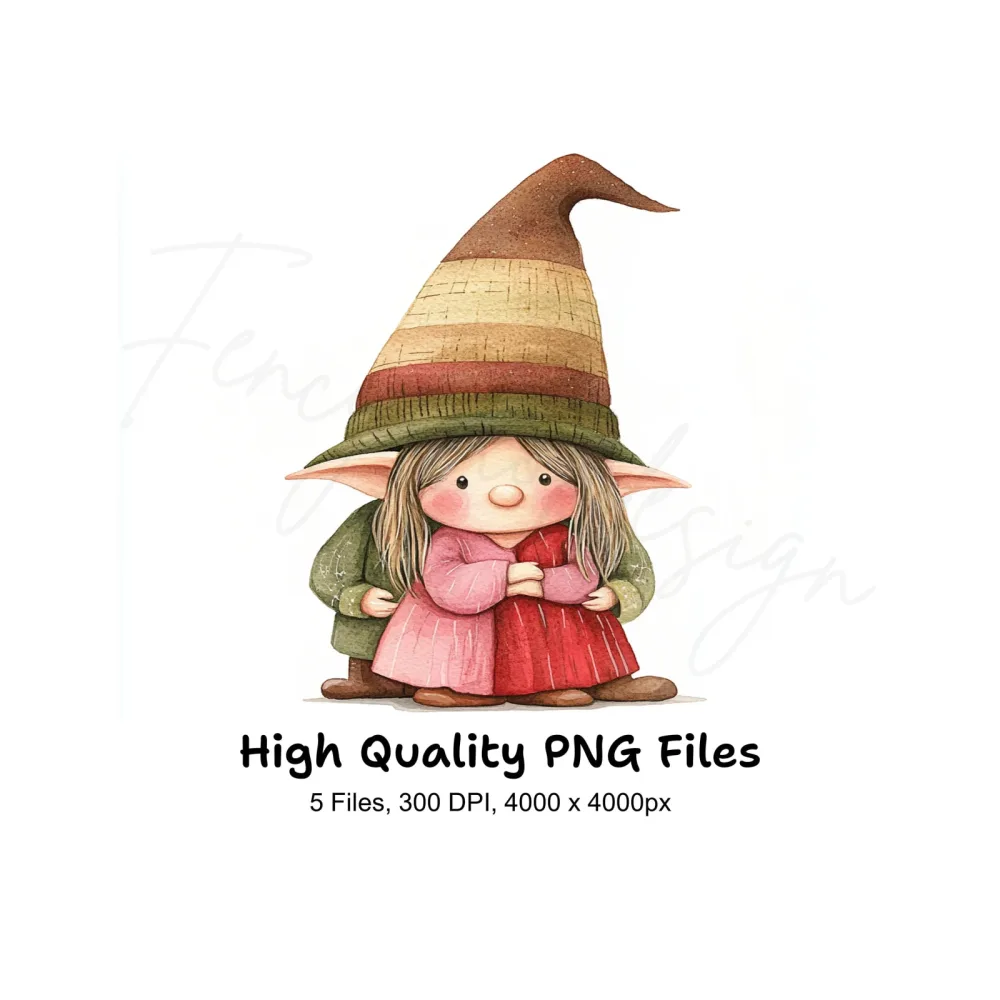 Adorable Gnome Family Clipart Bundle