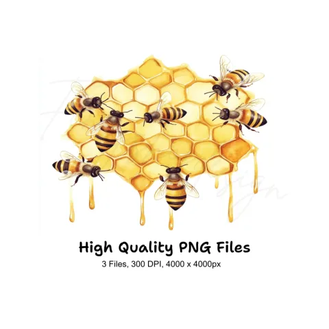 Busy Bees on Honeycomb Clipart Bundle