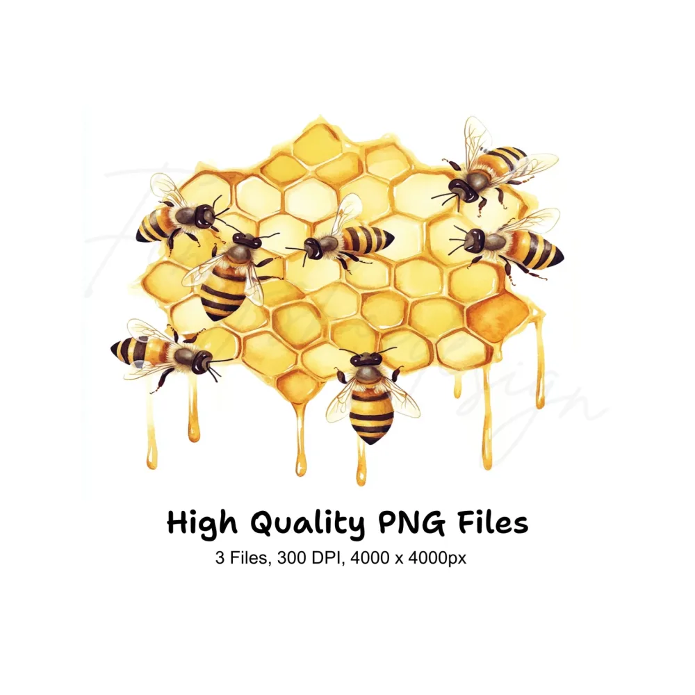 Busy Bees on Honeycomb Clipart Bundle