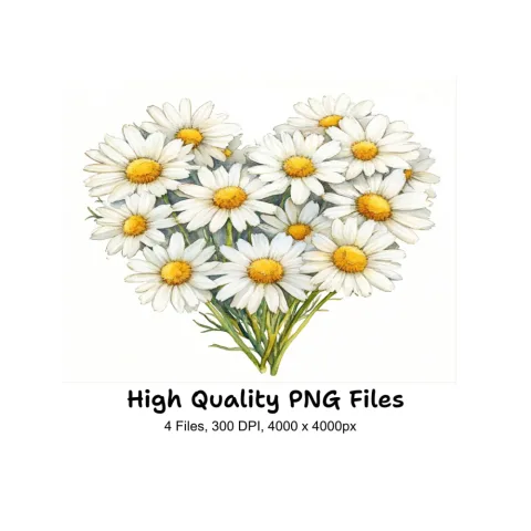 Daisy Flower Bouquets Clipart Bundle