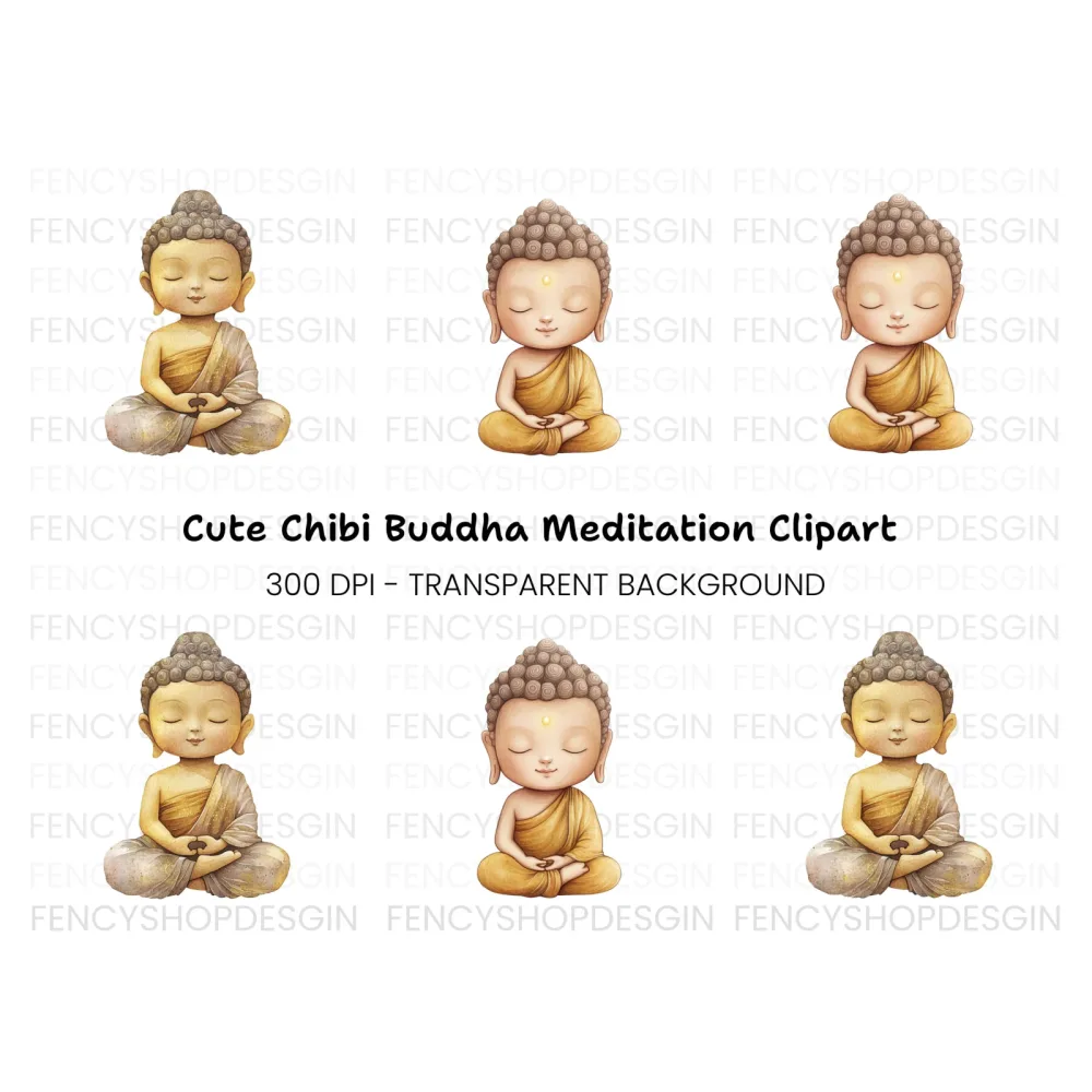 Cute Buddha Clipart Bundle