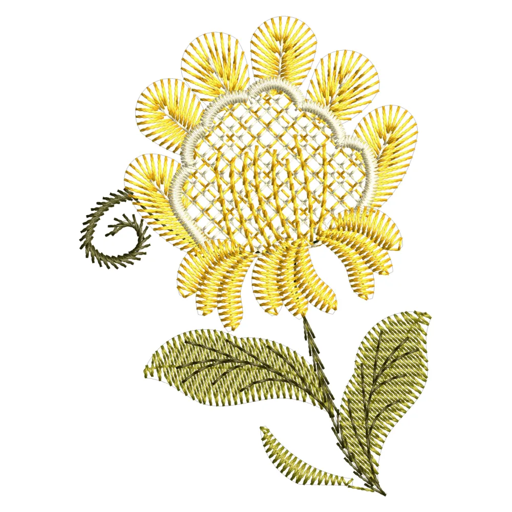 Yellow Flower Embroidery Design