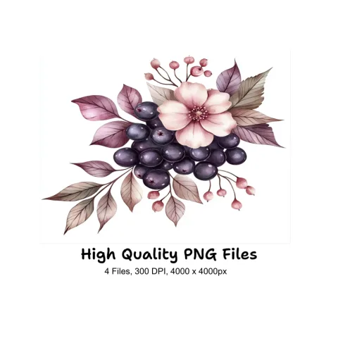 Berry Floral Clipart Bundle