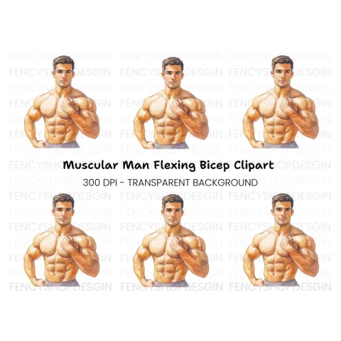 Bodybuilder Flexing Pose Clipart Bundle