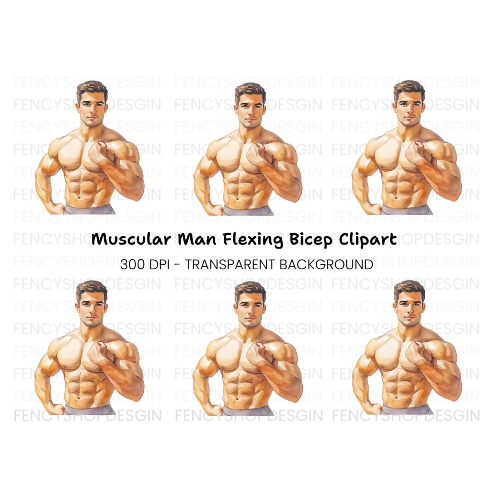Bodybuilder Flexing Pose Clipart Bundle
