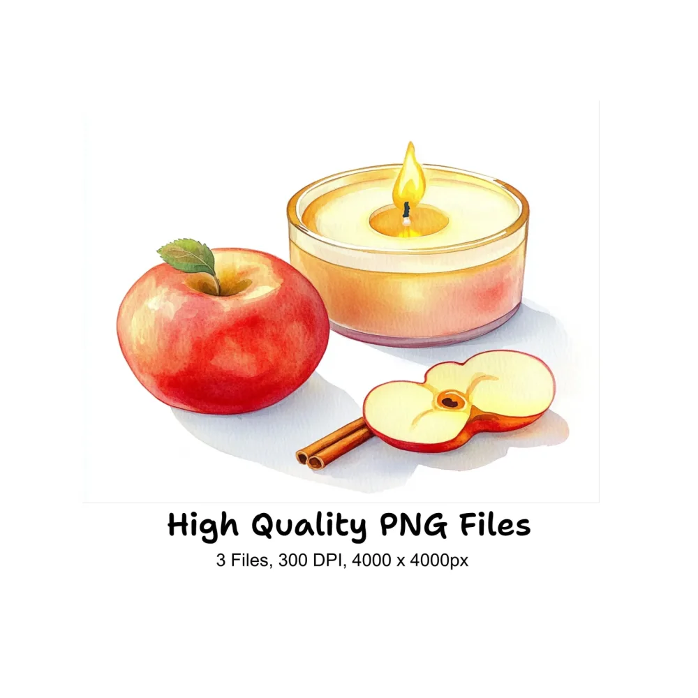 Apple Cinnamon Candle Clipart Bundle