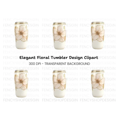Elegant Floral Tumbler Clipart Bundle