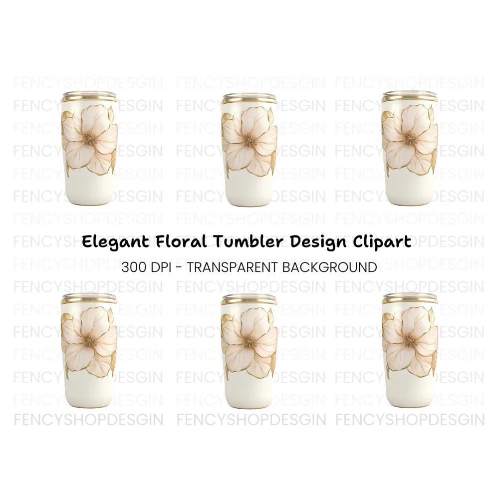 Elegant Floral Tumbler Clipart Bundle