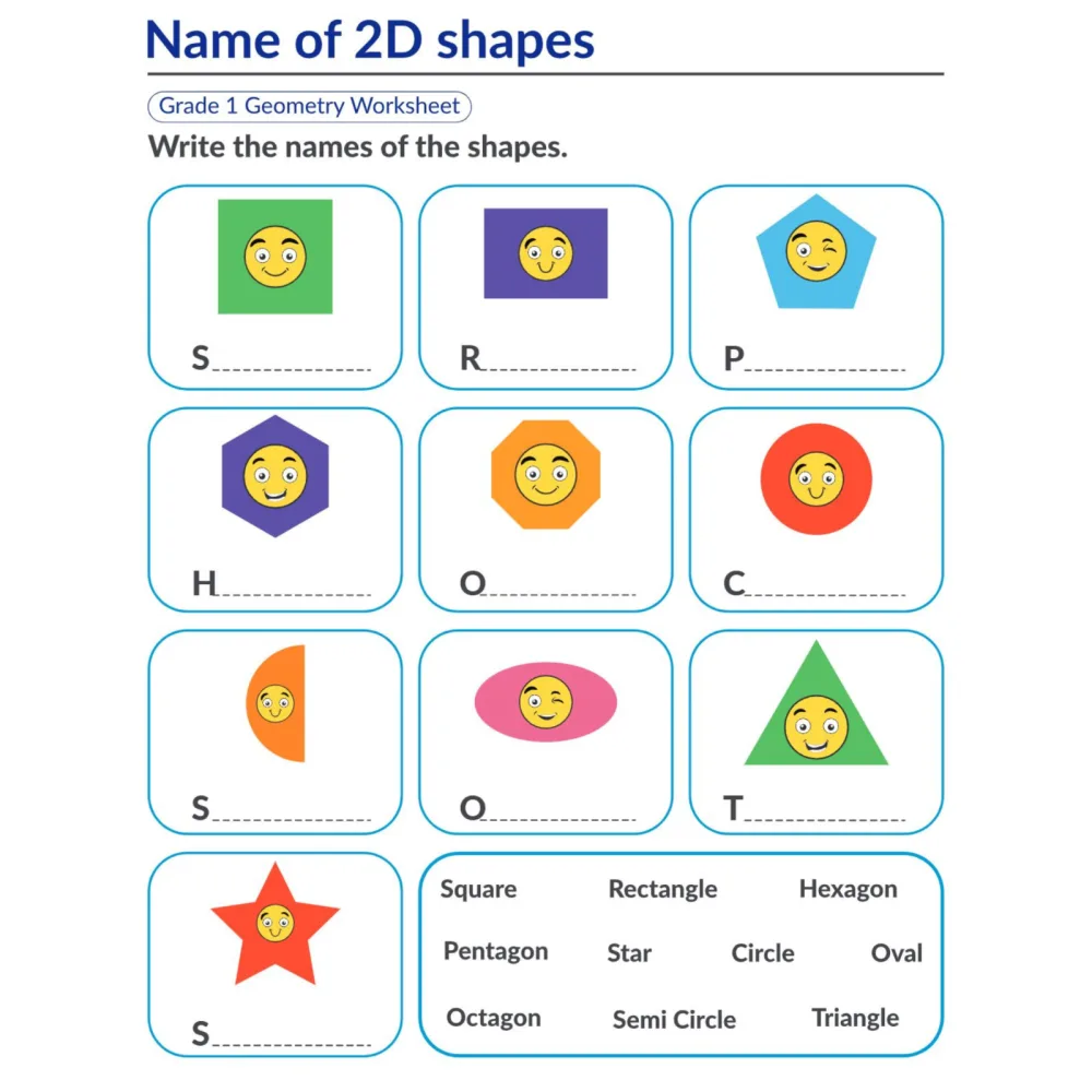 Name of 2d Shapes Worksheets