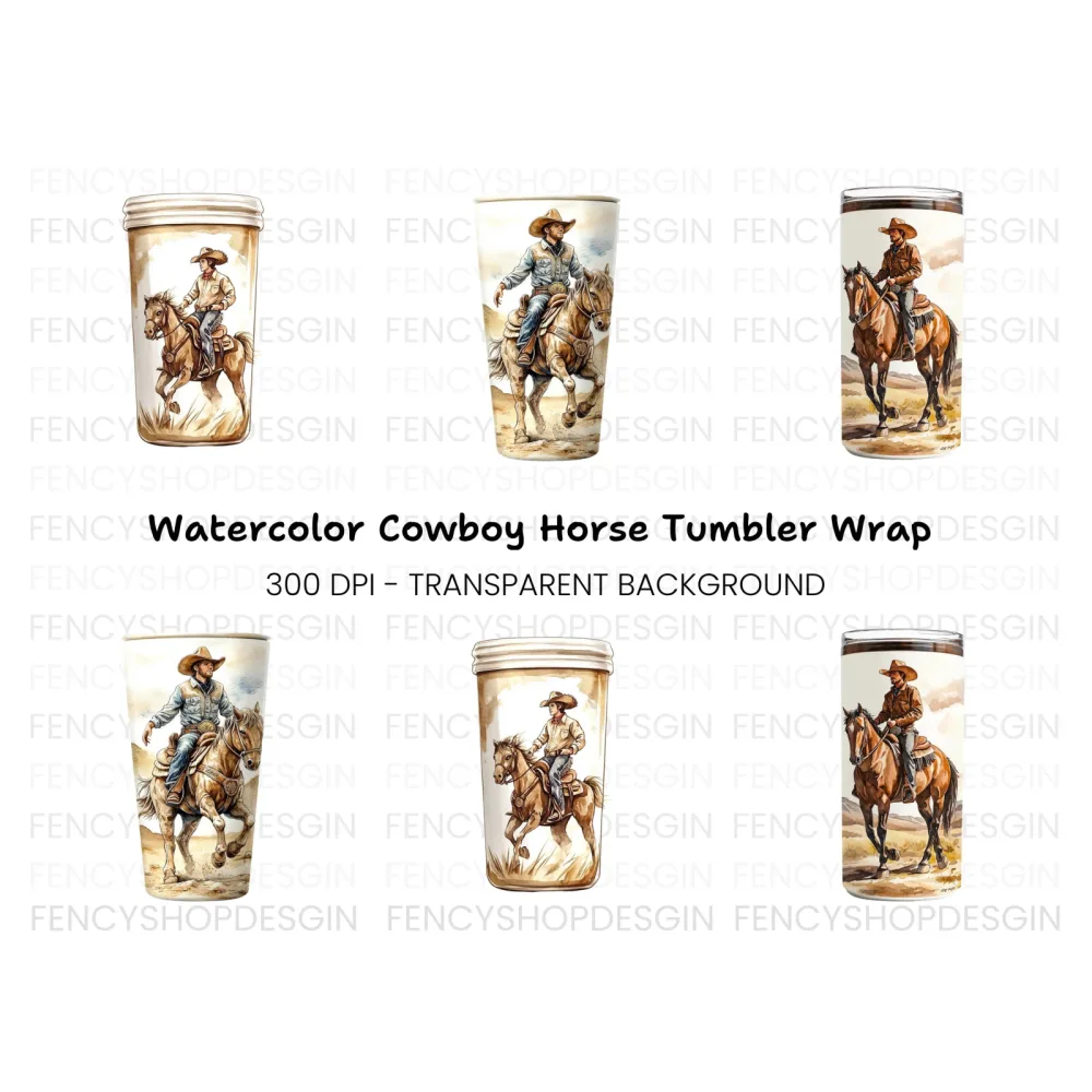 Cowboy Horse Tumbler Designs Clipart Bundle