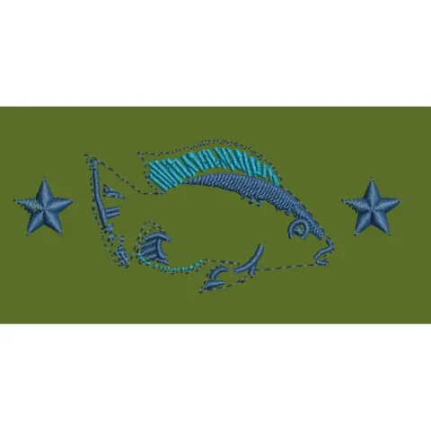 Fish Flanked By Stars Embroidery Design