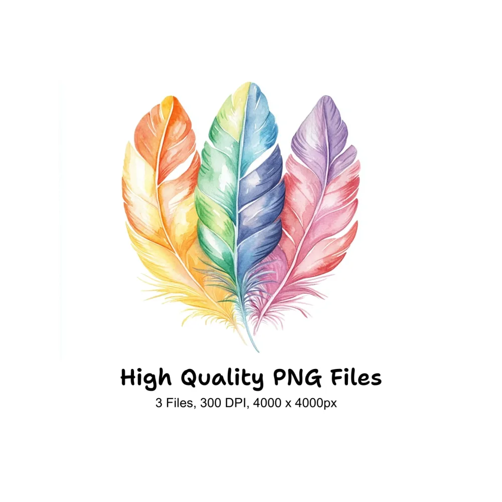 Assorted Colorful Feather Clipart Bundle
