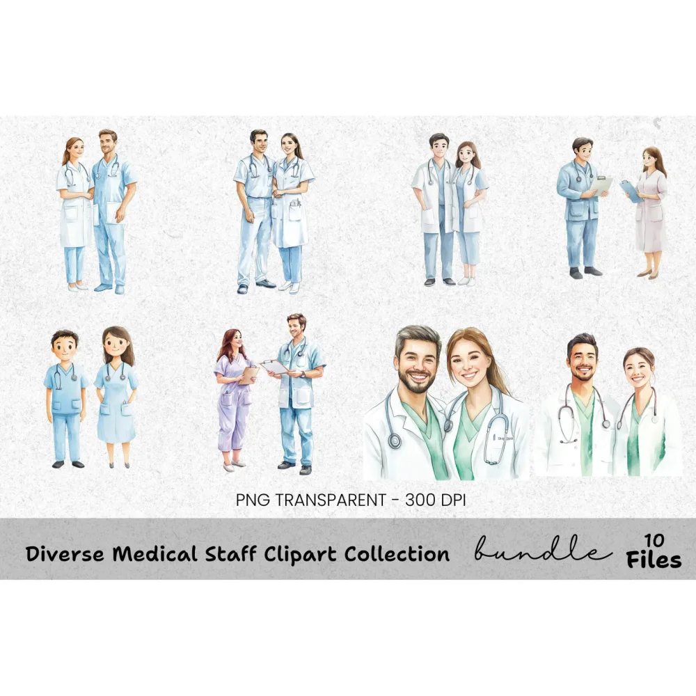 Diverse Medical Staff Clipart Bundle