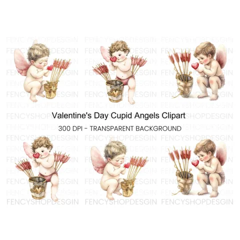 Cute Cupid Valentine Day Clipart Bundle