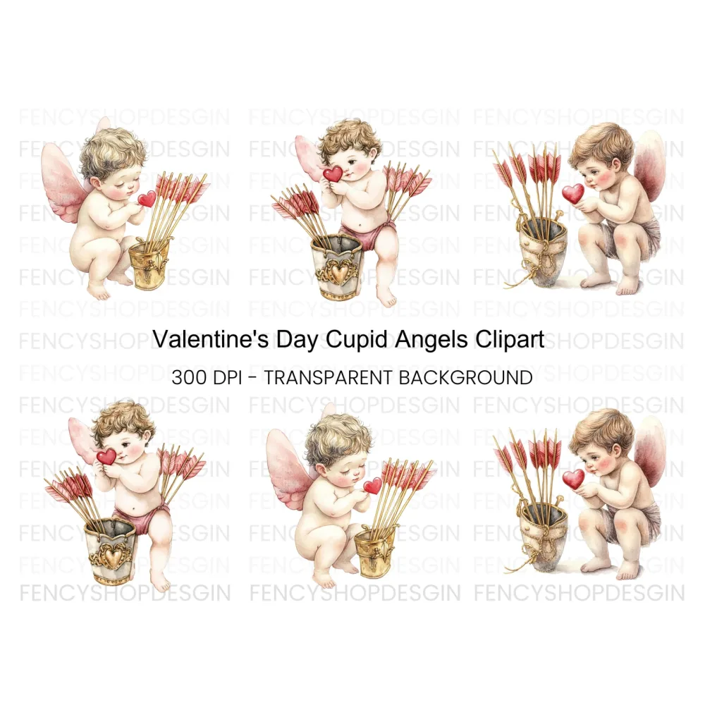 Cute Cupid Valentine Day Clipart Bundle