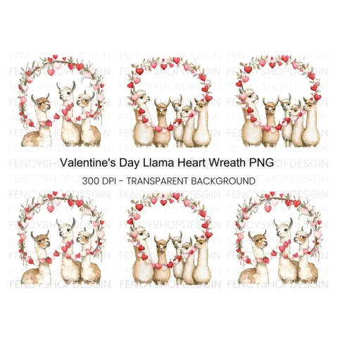 Cute Llama Valentine Day Clipart Bundle
