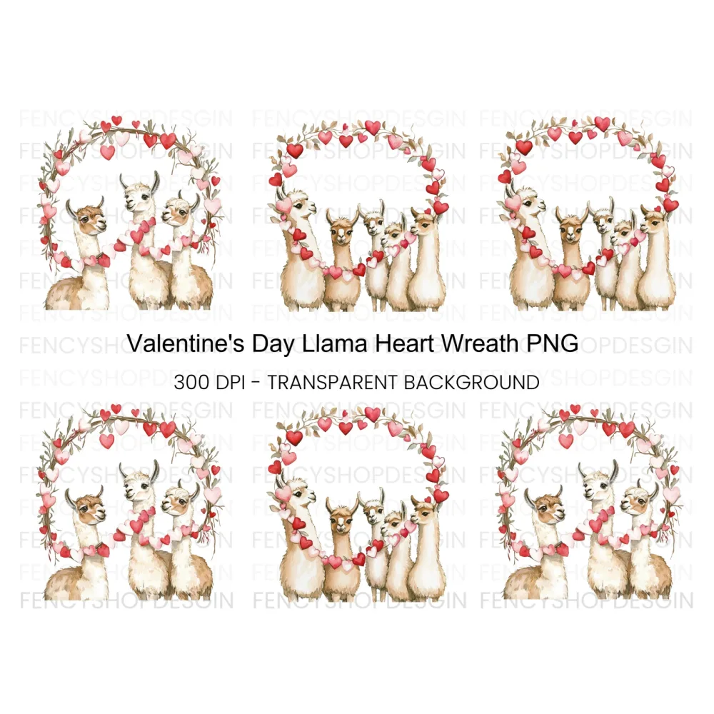 Cute Llama Valentine Day Clipart Bundle
