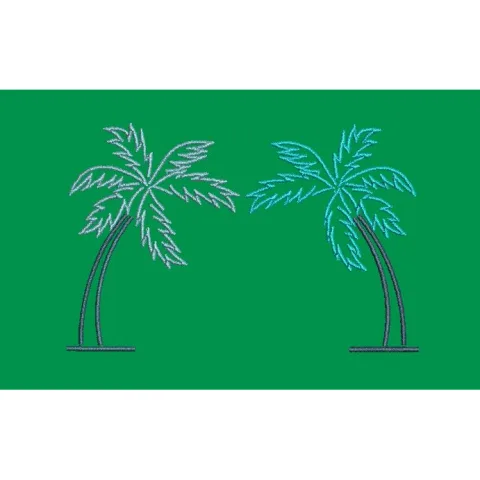 Twin Palm Trees Outline Embroidery Design