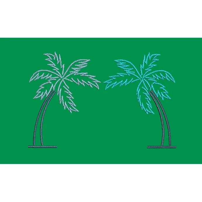 Twin Palm Trees Outline Embroidery Design