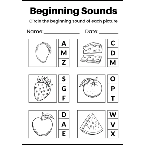 Beginning Sounds Circle the Letter Worksheets