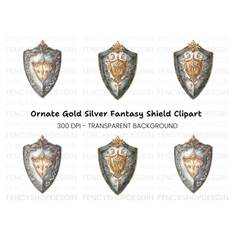 Vintage Ornate Shield Clipart Bundle