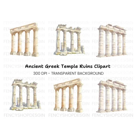 Ancient Roman and Greek Columns Clipart Bundle