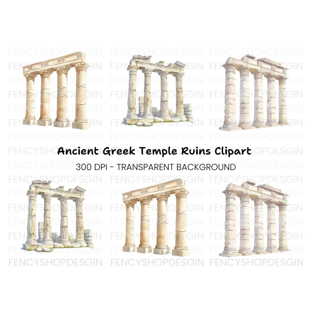 Ancient Roman and Greek Columns Clipart Bundle