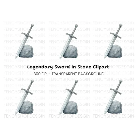Excalibur Sword in Stone Clipart Bundle