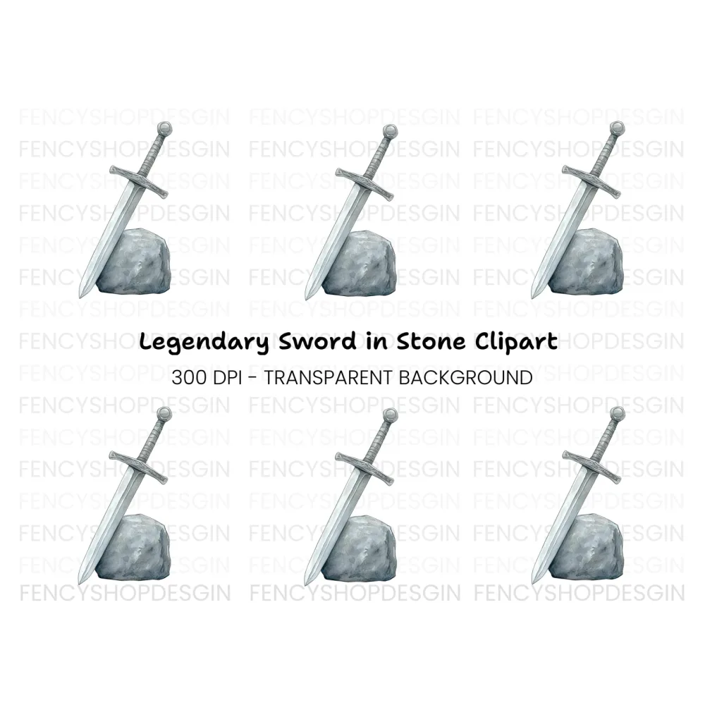 Excalibur Sword in Stone Clipart Bundle