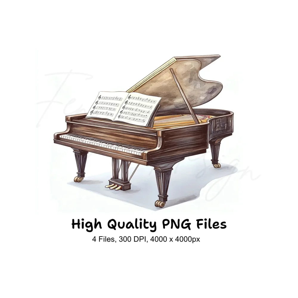 Elegant Grand Piano Clipart Bundle